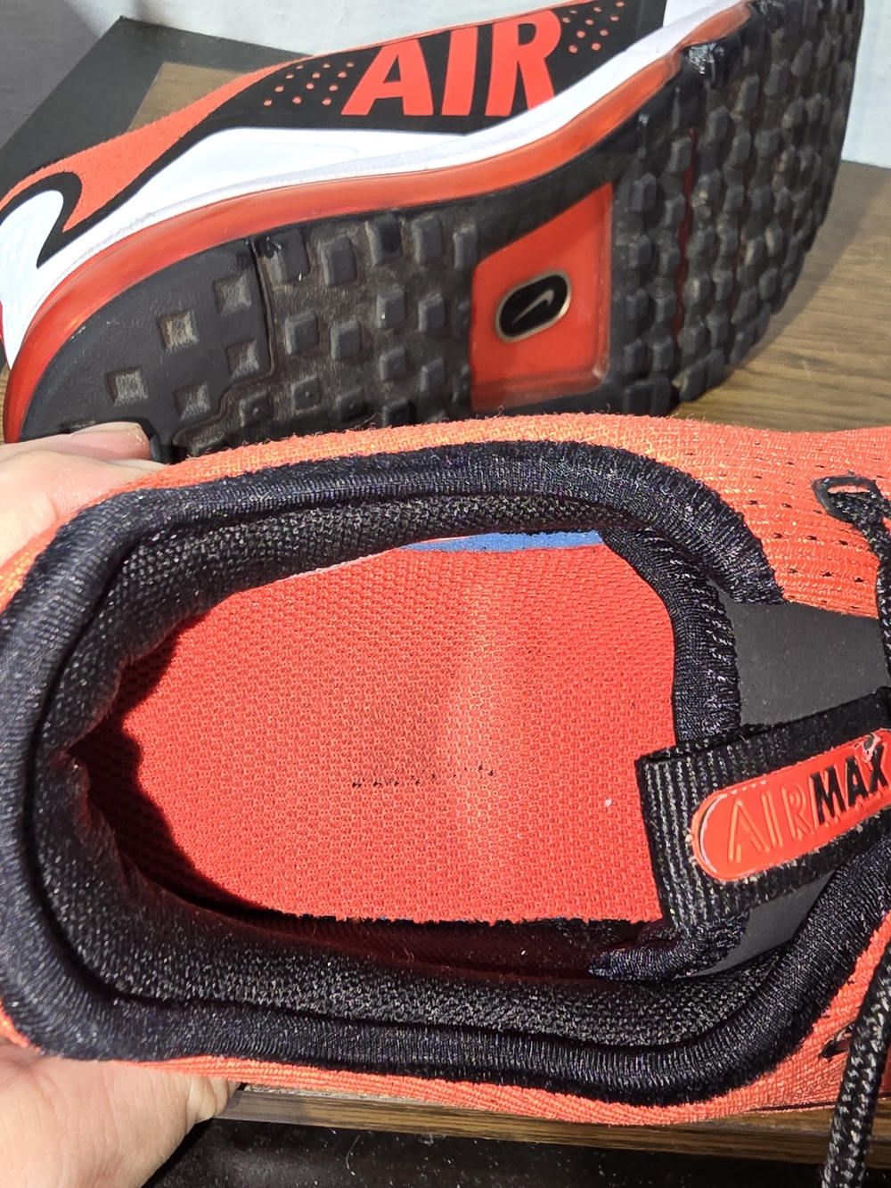 Nike Air Max More Habanero Red Men's 9.5 Running Shoes Black White AR1944-600 - Picture 8 of 8